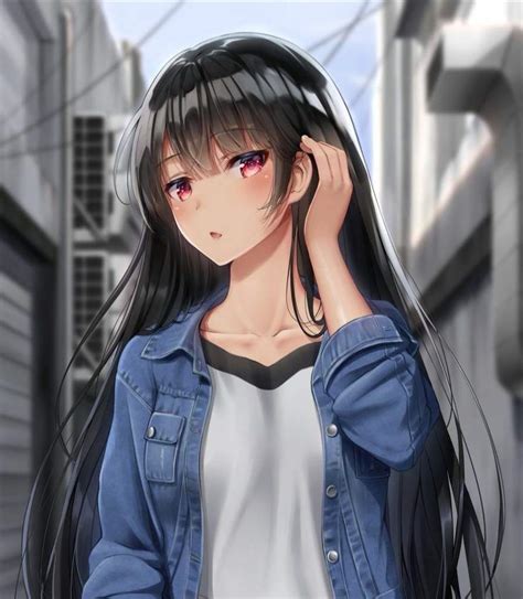 black hair girl anime